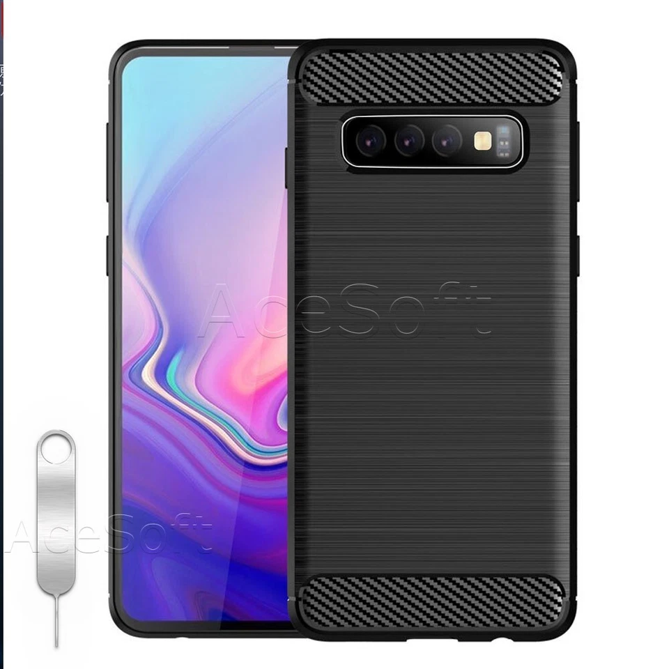 Funda de fibra de carbono suave de alta resistencia para Samsung Galaxy S10+ SM-G975 Foto 1 de 1