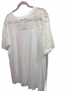 Heinish USA Damen weiß V-Ausschnitt Spitze Ärmel Top 2-XL neu mit Etikett - Bild 1 von 10
