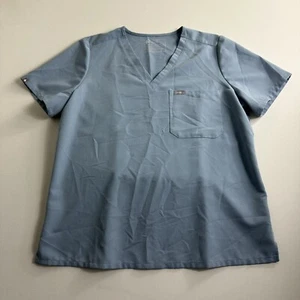 Figs Catarina Single Pocket Solid Blue Scrub Top Womens Size XL Blue Uniform  - Picture 1 of 9