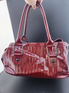 SONDRA ROBERTS Shoulder Bag Vegan Patent Leather Hobo Red  Large! - Picture 1 of 8
