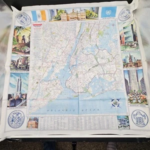 Rare Esso Vtg 1950s New York City NYC Linen Souvenir Map Manhattan, Burroughs - Picture 1 of 20
