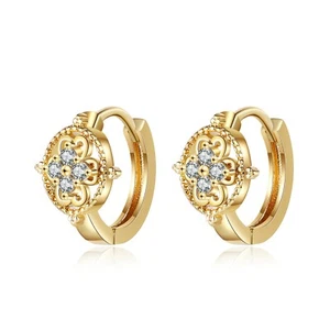 18k Layered Real Gold Filled Round Hoop Huggies Earrings - Picture 1 of 4