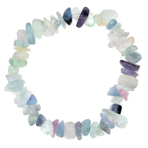 Premium CHARGED Rainbow Fluorite Crystal Stretchy Bracelet + Selenite Charger - Picture 1 of 9