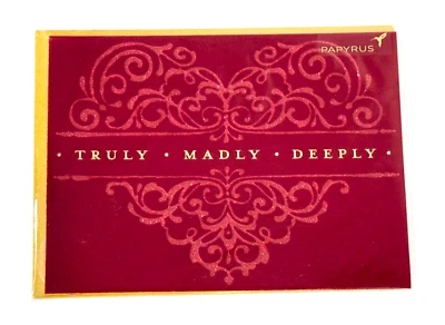 Papyrus Valentines Day Greeting Card Truly Madly Deeply Love Sweethearts Velvety - Image 1 of 2