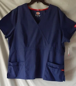Dickies Blue Scrub Top Mock Wrap 85820 3XL 56" Bust - Picture 1 of 7