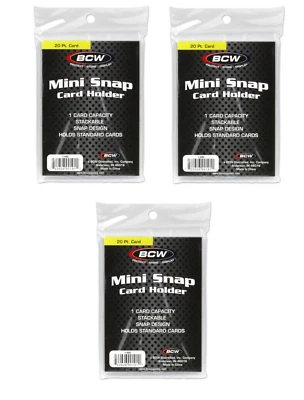 (Paquete de 3) Portatarjetas BCW Mini Snap Tite apilables tamaño estándar caja fuerte de archivo Foto 1 de 3