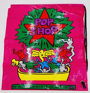 Vtg 80s 90s Keith Haring Pop Shop Bag Lafayette St NYC Pop Art Shopping Tote Bag - Picture 1 of 2