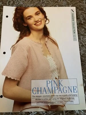 VINTAGE CREATIVE NEED￼LES PATTERN PINK CHAMPAGNE CROCHET PATTERN IN 4ply Yarn - Image 1 of 3