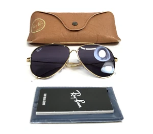 Ray-Ban Sunglasses RBR0101S AVIATOR REVERSE 001/1A Gold with Violet Lenses 59 mm - Picture 1 of 14