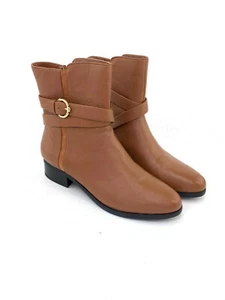 C. Wonder Tumbled Leather Mid Calf ankle Boot Cognac Alexis Women's Size 8.5M - Picture 1 of 3