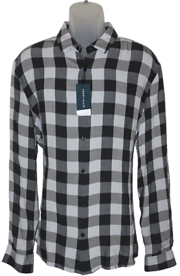 Perry Ellis Mens Long Sleeve Shirt Black Gingham Check XL The Untucked Shirt NWT - Image 1 of 4