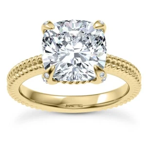 Solitaire 2.55 Ct H VS2 Lab Grown Cushion Cut Diamond Engagement Ring 14k Gold - Picture 1 of 3