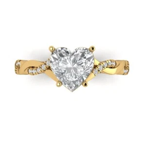 2.09CT Heart Cut Bridal Halo Bridal anniversary Ring band 14k Yellow gold - Picture 1 of 11