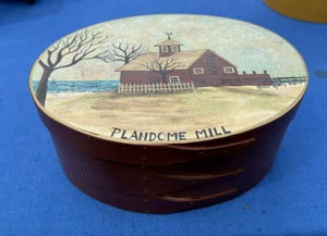 Plandome Long Island NY Wood Painted Oval  Finger Joined Pantry Box Faux Shaker - Picture 1 of 6