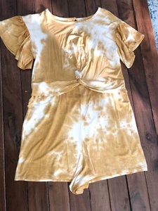 sz 14 16 Art Class mustard tie dye romper shorts short sleeve EUC - Picture 1 of 1