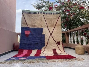 ARTISTIC BOUJAAD, MOROCCAN HANDMADE RUG 5'3"x 8'6"Geometric Berber Carpet - Picture 1 of 12