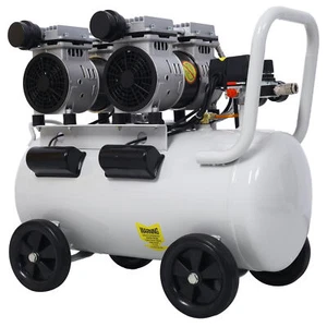 2,5 PS leiser Luftkompressor 13 Gallonen mit automatischem Ablassventil hellgrau neu - Bild 1 von 8