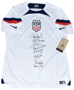 MIA HAMM BRANDI CHASTAIN AKERS SIGNIERT 1999 TEAM USA DAMEN NIKE FUSSBALL TRIKOT - Bild 1 von 1