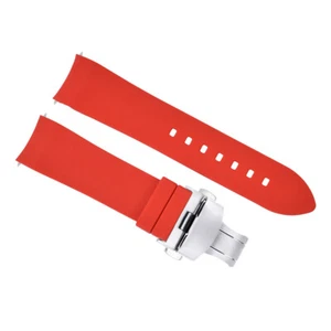 CURVED END SILICONE RUBBER STRAP 18MM19MM 20MM 21MM 22MM 24MM FOR OMEGA SEAMAST - Picture 1 of 39