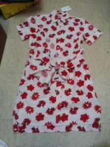 Nuevo con etiquetas Vestido Envolvente MUJER PLUS Rojo Floral Algodón S/S XXL - Imagen 1 de 2