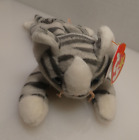 TY Beanie Baby "Prance Gray Striped Cat" Pink & Nose Blue Eyes 1997 PE Pellets