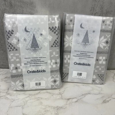 Paquete Caja y Niños Algodón Orgánico Gris Sábana Ajustable para Cuna y Estuche para Niños Pequeños NUEVO Foto 1 de 4