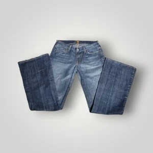 7 For All Man Kind Women's Flare Blue Denim Bell Bottom Jeans Size 29 - Picture 1 of 11