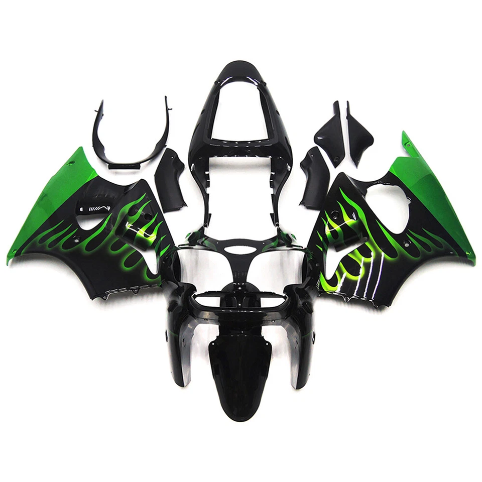 Kit de carenados para Kawasaki ZX6R Ninja 2000 2001 2002 ZX636R kit de carrocería verde negro  Foto 1 de 4