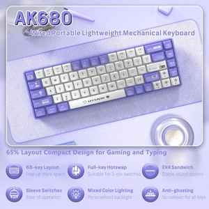 AJAZZ AK680 60% Wired  Gaming Keyboard Hot-Swap Rainbow Fully Anti-Ghosting - Picture 1 of 11