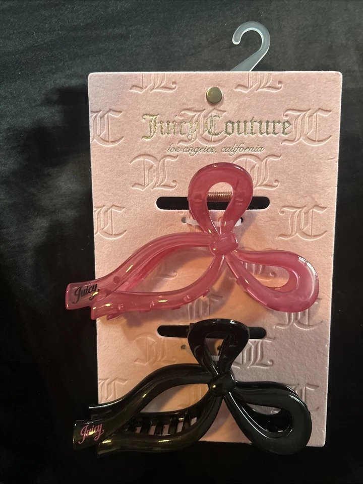 Pinzas para el cabello con moño Juicy Couture 2pk negro y rosa 🖤🩷 Foto 1 de 4