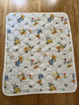 Disney Winnie The Pooh Baby Blanket Crib Quilt Tigger Eeyore Piglet Owl Vintage  - Image 1 of 4