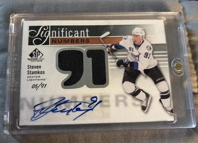 2011-12 UD SP Game Used Steven Stamkos Significant Numbers Auto Jersey /91 - Image 1 of 4