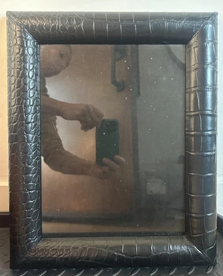 Ralph Lauren Bennett patrón de cuero de cocodrilo negro con respaldo plateado Foto 1 de 4