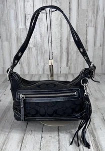 Vtg COACH SIGNATURE EAST WEST DUFFLE 9363 SHOULDER BAG Dark Chocolate Brown - Picture 1 of 24