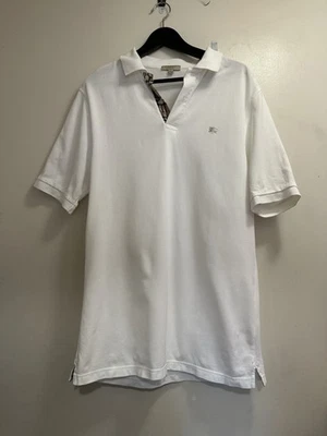 Burberry London Polo Shirt Button Top White /Checker M Classic Fit - Image 1 of 4