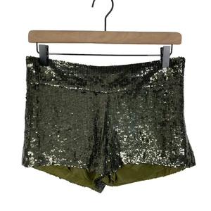 Haute Hippie NWT Women's XS Army Green Sequin Low Rise Dressy Silk Shorts - Picture 1 of 10