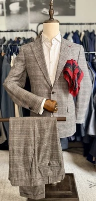 LNWOT Sublime Gray/Red Check Isaia Napoli Thick Wool/Cashmere Suit 38R US/48R IT - Image 1 of 4
