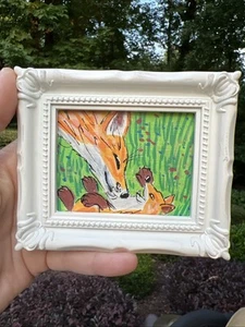 Divertente Volpe carino,originale,quadro in miniatura,piccolo,mini,incorniciato - Foto 1 di 8