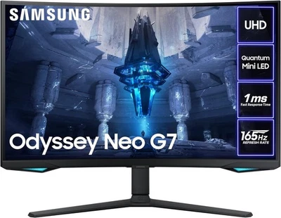 Samsung Odyssey Neo Quantum Mini LED G75NB 32" Curved 4K Ultra HD Gaming Monitor - Image 1 of 4