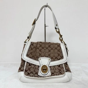 Coach 65th Signature Legacy Slim Flap Bag Braun Weiß Drehverschluss Gebraucht 10312 - Bild 1 von 7