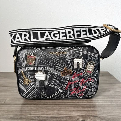 Bolso Bandolera KARL LAGERFELD PARIS Maybelle Cámara Paris Pins En Negro Foto 1 de 4