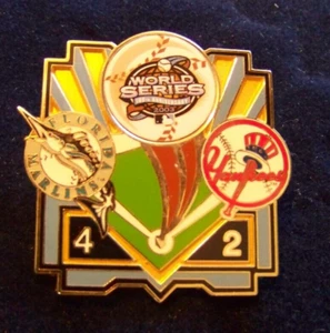 2003 World Series Florida Marlins NY New York Yankees pin w/ score MLB c28759 - Picture 1 of 4