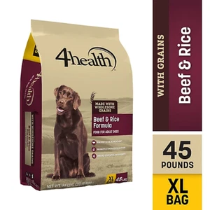 4health with Wholesome Grains Adult Beef and Rice Formula Dry Dog Food 45lb - Picture 1 of 8