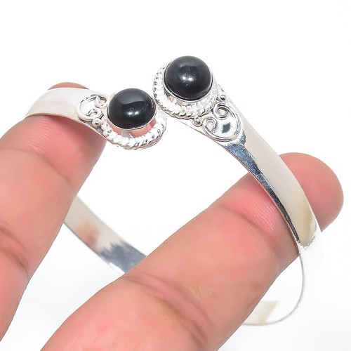 VALENTINO Bracciale Gioielli Argento Sterling 925 Gemma Onice Nera Regolabile