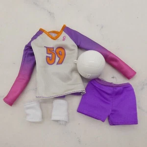 Barbie Volleyball Player Doll Outfit Top Shorts Ball Kneepads Fits Tall HKT72 - Picture 1 of 4