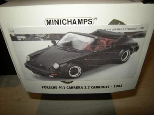 1:18 Minichamps Porsche 911 3.2 Cabrio 1983 negro/negro todas las puertas abiertas en embalaje original - Imagen 1 de 2