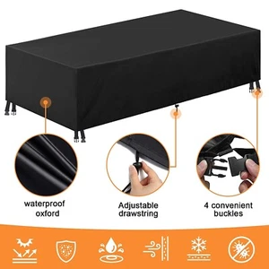 Waterproof Garden Patio Outdoor Furniture Sofa Couch Chair Table Covers Black - Picture 1 of 12