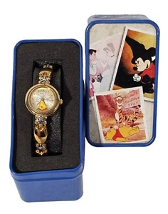 Disney SII Winnie The Pooh Shiny Gold Tone Decorative Band Watch w/ Original Tin - Picture 1 of 14