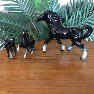 Black Stallion Horses Porcelain Ceramic BEAUTIFULLY Done 1960s” 6 3/4 X 7” - Picture 1 of 8