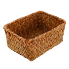  Woven Storage Box Seagrass Baskets Rectangular Trash Can Vintage Desk
